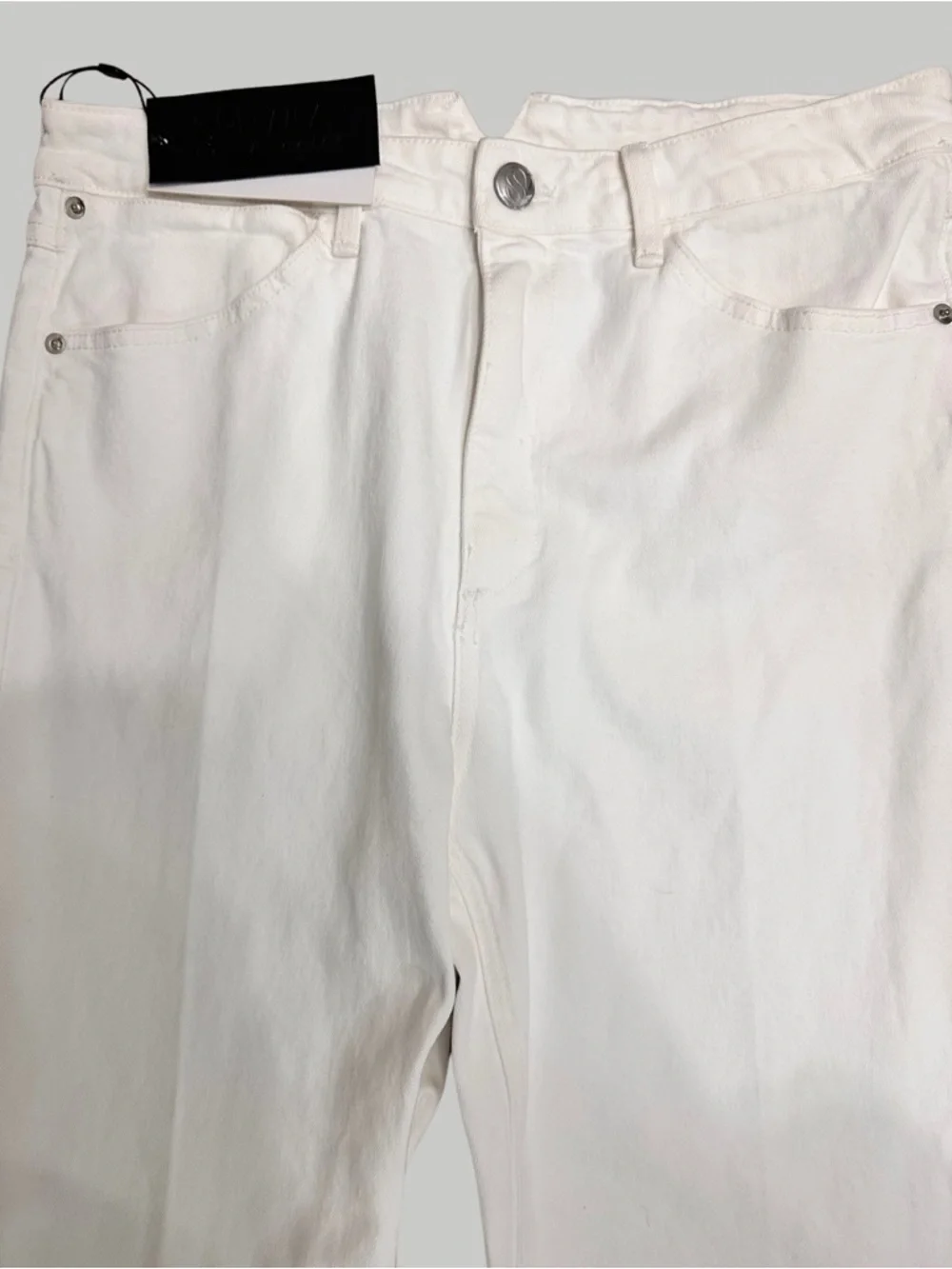 SPRWMN White High Rise Micro Flare Denim SZ 31 Designer Quiet Luxury NWT